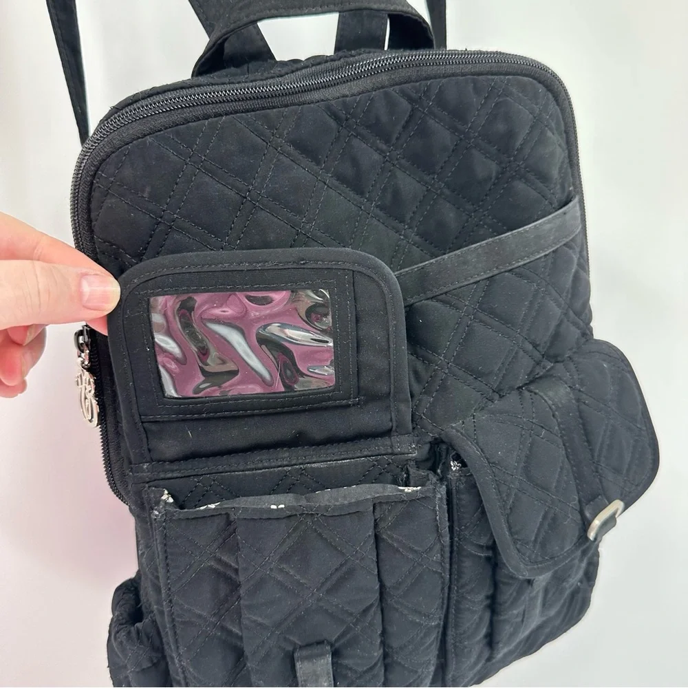 Vera Bradley Black Quilted Campus Back-pack Microfiber - Picture 7 of 14